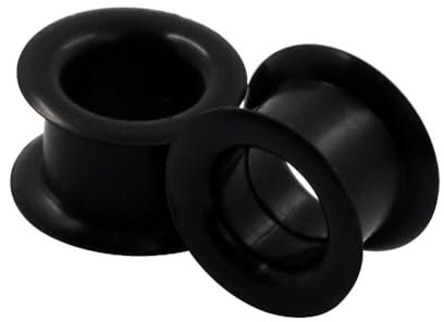 Longbeauty 2er Set Schwarze Silikon Tunnel Plugs Ohr Piercing 22mm