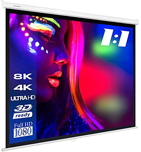 ESMART Professional MIROLO Rollo-Leinwand 223 cm Bild 203 x 203 cm (113) 1:1 | Heimkino Beamer Projektionsleinwand Rollo Leinwand LCD LED