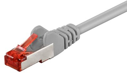 Cable CAT 6 Cable de red LAN para Gigabit Ethernet Cable de conexión blindado S-FTP con conector RJ45, 0,5 metro, gris