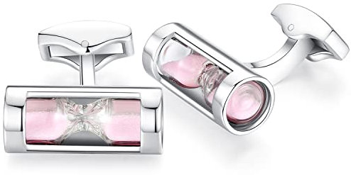 Honey Bear boutons de manchette minuterie verres entonnoir Pour hommes Chemise- Acier inoxydable brossé, pour mariage d'affaires (Rose)