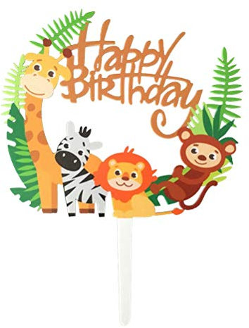 STOBOK Kuchen Topper Glitter Tier Löwe AFFE Giraffe Zebra Form Kuchendeckel Kuchendekoration Baby Duschen Geburtstag Hochzeit Party Zubehör (Bunt)