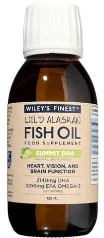 Wiley's Finest Wild Alaskan Fish Oil Summit DHA Liquid – 2140 mg DHA und 460 mg EPA Omega-3-Fettsäuren – Flüssiges Nahrungsergänzungsmittel mit Zitrusgeschmack – 120 ml (25 Portionen)