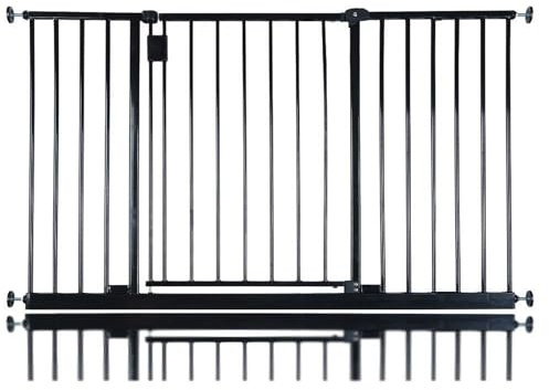 Bettacare Extra Wide Hallway Dog Gate, 128cm - 134cm, Black, Pressure Fit Pet Gate, Puppy Safety Barrier for Hallways and Wide Spaces, Easy Installation