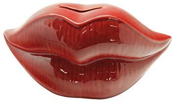 Dreamlight Moderne Spardose Sparbüchse KISS aus Keramik Rot 20x10 cm