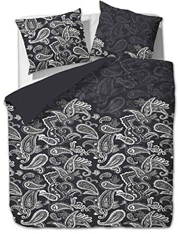 ETÉREA Microfaser Bettwäsche 140x200cm + 70x90cm - Ganzjahresbettwäsche Bettbezug Paisley Life - Bettwäsche-Set mit Kissen 140x200cm Bettbezug + 70x90cm Kissenbezug Microfaser - OEKOTEX - Schwarz