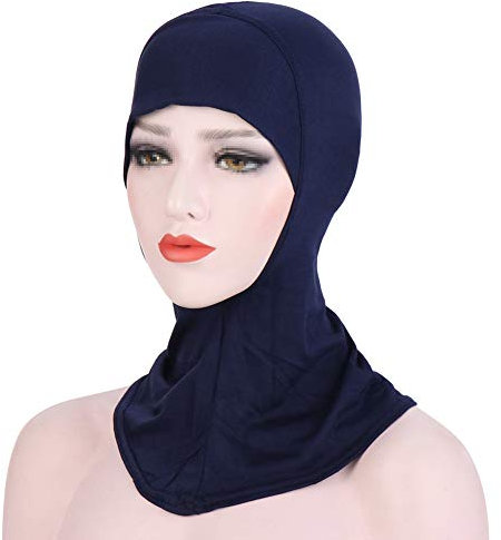 MoreChioce Damen Kopftuch Sport,Muslim Hijab Turban Islamischen Schal Indische Kopfbedeckung Hidschab Kopftücher Sommer Hut Elastische Headscarf Cap Haarverlust Beanie Baumwolle Mütze,Marine
