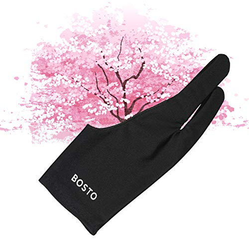 Ajcoflt BOSTO Guante de dibujo de dos dedos de tamaño libre Guante de dibujo para tableta de artista para mano derecha e izquierda Compatible con tabletas de dibujo de gráficos BOSTO/UGEE/Huion