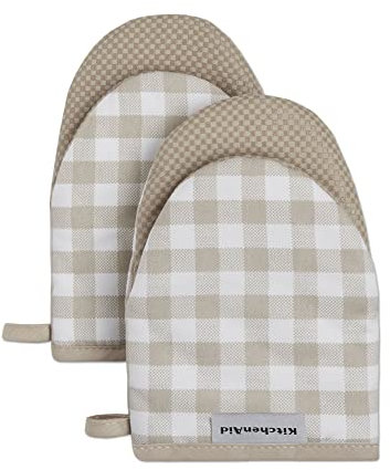 KitchenAid Kitchen Aid Gingham Mini Oven Mitt Set, 5.5x8, Milkshake