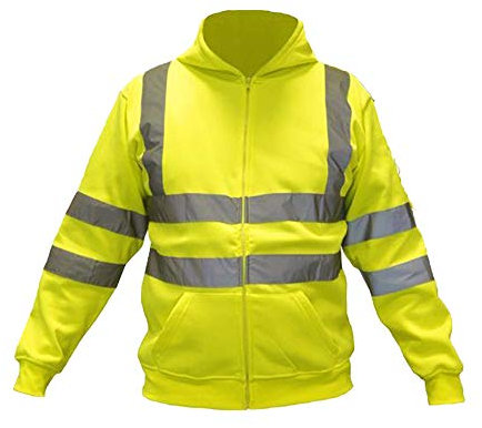 Consorte MERKURY Warnschutzjacke Warnjacke Arbeitsjacke Reißverschluss atmungsaktiv Kapuze Taschen reflektierende Streifen EN 471 EN 13688; Gelb (L)