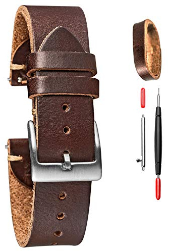 torbollo Leder Uhrenarmbänder, Horween Leder Uhrenarmband für Männer Frauen, 18mm, 20mm, 22mm Schnellverschluss Handmade Uhrenarmband Soft Vintage Ersatz