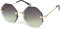 styleBREAKER Damen Runde Sonnenbrille Rahmenlos mit getönten Gläsern im Diamant Schliff, Geprägte Bügel, Vieleckige Gläser 09020118, Farbe:Gestell Gold/Glas Grau-Grün Verlauf
