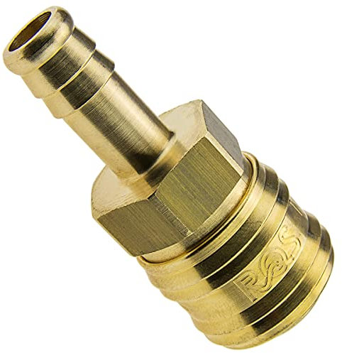 Rectus Druckluftkupplung Stecknippel Schnellkupplung RQS Stecker aus Messing NW 7,2mm (Ø 10 mm, Kupplung mit Schlauchtülle)