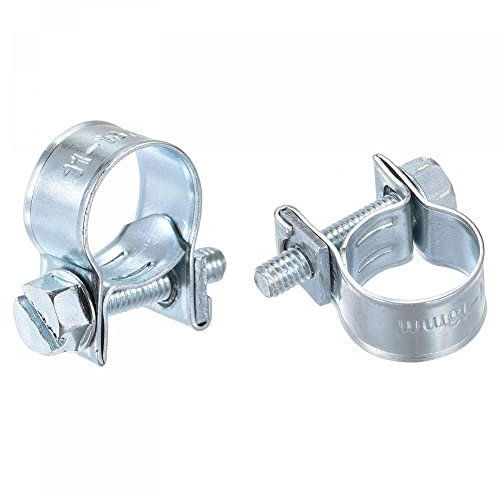 sourcing map 11-13mm Mini Fuel Injection Hose Clamp Zinc Plated Steel Fuel Line Clamp 12pcs