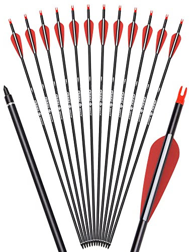 NIKA ARCHERY 12er Pfeile für Bogenschießen 30 Zoll Carbonpfeile Erwachsene Jagdpfeile 500 Spine Bogen Pfeile für Recurvebogen Compoundbogen Langbogen