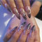 Carufin 24 STÜCKE Lustige Mondsterne Acryl Press on Nails Lange Künstliche Gefälschte Nägel für Frauen Mädchen (A)