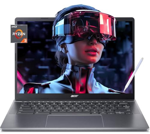 Acer Écran tactile pour ordinateur portable Chromebook 2024 - Stylet - 8 Go de RAM | SSD PCIe de 256 Go - Écran WUXGA de 14 - AMD Ryzen 3-7320C - Google Chrome - Clavier rétroéclairé - Mini