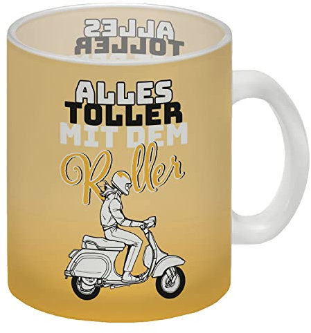 Alles toller mit dem Roller Glas Tasse Das witzige Design des Kaffeebechers macht es zu einem einzigartigen Geschenk für Liebhaber von Rollerfahren und eignet sich besonders als