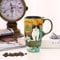 DUSVALLY Taza de cerámica grande para café, tazas altas de porcelana, taza de té con leche, taza de té con tapa, taza de animales de 17 onzas, gato