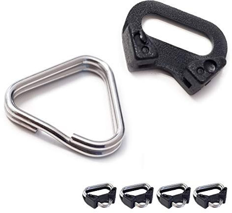 Mind Care Essentials Splentring Set mit Schutzkappe zur Befestigung von Kameragurten - 4 Stück (2 Paar) - Dreiecksform Edelstahl - passend für DSLR SLR und Kompaktkamera - Schlüsselring (2)