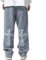 Sawmew Herren Hip Hop Baggy Jeans Fashion Print Loose Fit Wide Leg Y2k Harajuku Denim Pants (Color : Blue, Size : M)