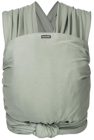 Hoppediz Elastisches Baby-Tragetuch - für Neugeborene ab Geburt (2-9 kg) - aus Bio-Baumwolle - Salbei 4,60 m, Grün