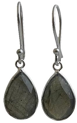 Labradorit Tropfenform Sterling Silber Ohrringe - Natürlicher Edelstein - Geburtstagsgeschenk - Weihnachtsgeschenk - Handgefertigte Geschenkideen für Frauen (Labradorit)
