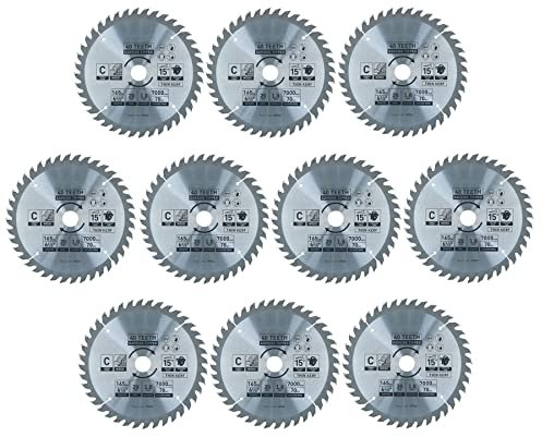 Circular Saw Blade 165mm x 16 / 20mm 40 Teeth TCT Cutting Disc Wood 10pc