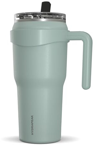 Hydrapeak Roadster 40oz Tumbler with Handle and Straw Lid, Convenient 2 in 1 Lid, 40oz Tumbler With Handle (Pale Sage)