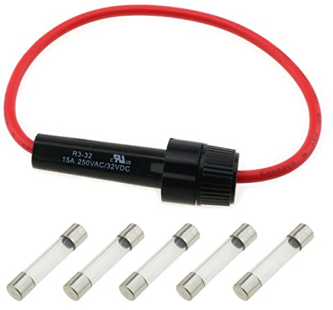 LUORNG 6IN1 Wired Mounting Fuse Holder with 5pcs 6x30mm 1A Fuse