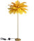 Lampe à Plumes, lampadaires en Plumes d'autruche pour Salon Lampadaire doré avec lumière à intensité Variable en Plumes Blanches Roses Bleues Convient pour Cadeau à sa Fille (Gold)