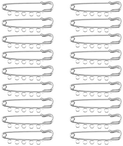 VGOL 20 STÜCKE Kiltnadeln Sicherheitsnadeln Broschennadeln Verschlüsse mit 5 Löchern für Hemden, Decken, Geldbörsen, Kostümdesign, Schmuckherstellung, Handwerk, 57 Mm