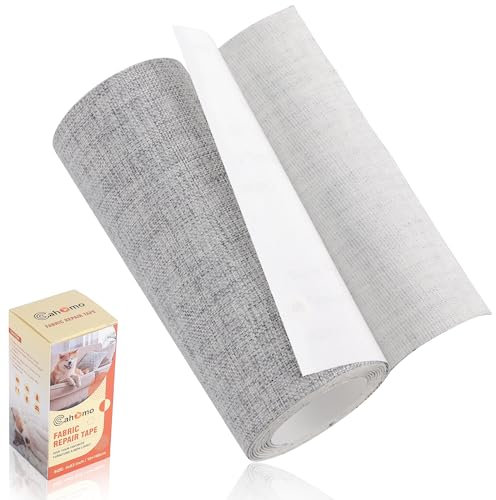 Leinenstoff Patches Selbstklebend, 10x160 cm Leinen Reparatur Patches, Leinen Flicken Selbstklebend, für Sofas, Autositze, Vorhang Kopfteile, Rucksack Mittelgrau