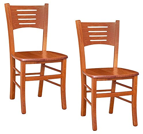 OKAFFAREFATTO MADDALONI Stuhl aus Holz Amelia Kirsche mit Sitz aus Massivholz x 2