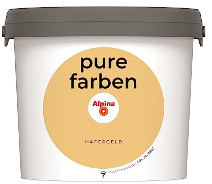 Alpina pure farben Wandfarbe – Hafergelb – strapazierfähige und atmungsaktive Innenfarbe – ergiebig, gut deckend & reinigungsfähig – 2,5 Liter