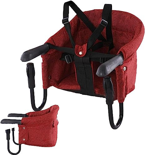 Gvqng Hochstühle Babysitz Sit Up, Hook On Hochstuhl, Zusammenklappbar Tisch Clip On Hochstühle, Tragbarer Haken an für Restaurant Haus, Babies Tacery,Rot