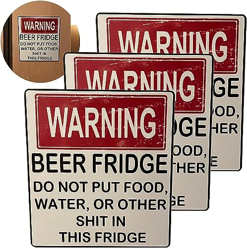 Lustige Bier Kühlschrank Vintage Aufkleber Schilder Acryl Lustige Bier Kühlschrank Aufkleber Warnung Bier Kühlschrank Aufkleber Neuheit Kühlschrank Aufkleber für Home Bar Decor
