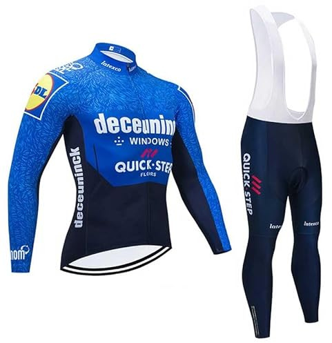 assocauicy Rennrad Trikot Herren Langarm Set Winter,Radlerhose mit Sitzpolster aus Atmungsaktiv und Schnell Trockend