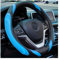 JNNJ Lenkradbezug Auto, Mikrofaser-Leder-Lenkradabdeckung, Sport Anti Rutsch 38cm Lenkradbezug, Lenkrad Abdeckung(Schwarz/Blau)