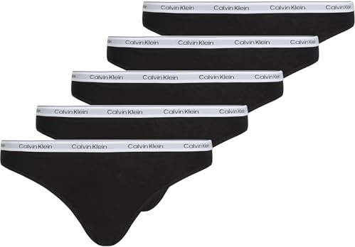 Calvin Klein Damen 5er Pack Slips Bikini Form Low Rise Unterwäsche, Mehrfarbig (Black/Black/Black/Black/Black), M