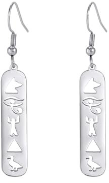 Ägyptische Ohrringe für Damen, Edelstahl, baumelnde Ohrringe, Ankh-Kreuzauge, Horus-Ohrringe, Ägypten-Pyramide, Amulett, Schmuck, Geschenke