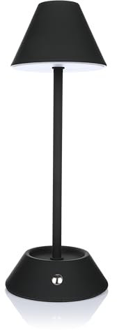 Nordstern LED Akku Tischlampe - Wiederaufladbare Tischleuchte mit USB-C Anschluss - Kabellos und dimmbar mit 3 Farbtemperaturen 3000K-6000K über Touch-Schalter - 28,5 cm (Schwarz)