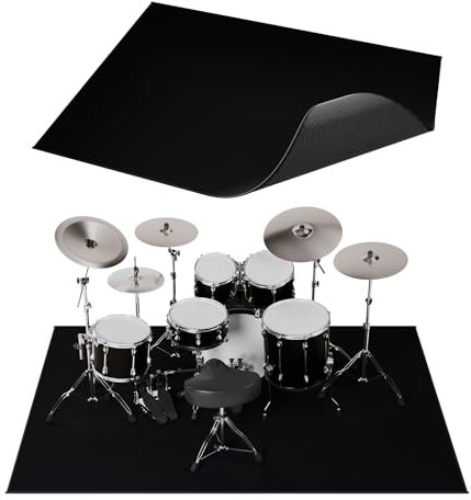 Trommelteppich, 1,9 m x 1,5 m, dicht gewebter Stoff, elektrischer Trommelteppich mit rutschfester Unterseite, schalldichter Teppich für Klavier, Gitarre, Geschenk für Schlagzeuger, Schlagzeugzubehör,