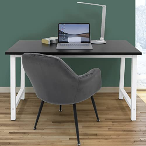 ML-Design Escritorio de Ordenador Portátil 120x60x75 cm en Madera de Roble Negro con Estructura Metálica Estable Mesa de Comedor Trabajo Oficina Pupitre de Estudio Diseño Claro y Minimalista