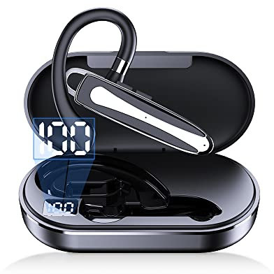 Hsility Bluetooth Earpiece V5.3 USB-C Charge Waterproof Phone Headset for Trucker (With Case)