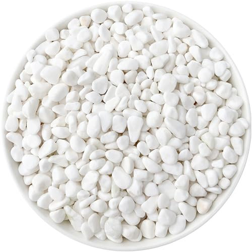 3.97lb White Decorative Stones - 0.2-0.32In Natural White Stones for Plant Pots, Mini Gravel Rocks River Rocks Assorted Garden Pebbles Stones for Landscaping, Vase Fillers,Succulents,Garden Decoration