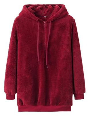 Sweat Blanc Femme Fermeture Sweat Femme Blanc Pull à capuche à manches longues pour femmes, couleur unie, pull décontracté, col en V, chaud, grande Veste Chauffante Femme Rouge Sweet (Red, XXL)