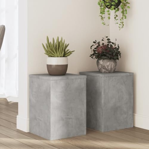Homgoday Lot de 2 supports pour plantes - Colonne de fleurs - Décoration de table à fleurs - Étagère à plantes - Étagère sur pied pour intérieur - Gris béton - 25 x 25 x 35 cm - Matériau du bois
