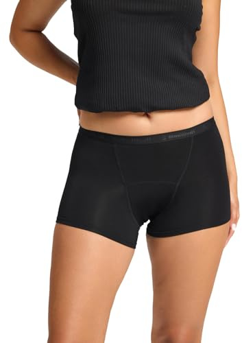 Modibodi Culotte Menstruelle Boyshort Femme Noir Absorption Super 50ml sous-vêtement Antifuite Réutilisable et Confortable