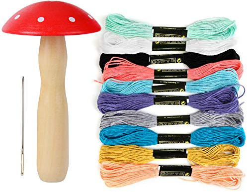 yeeplant Thread Wood Darning Cute Sewing Mushroom Supplies Kit Needle Darning