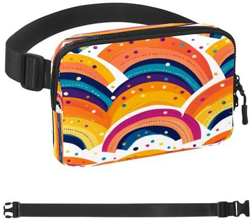 Gürteltasche mit Regenbogen-Aufdruck, für Damen und Herren, Crossbody-Gürteltasche mit Reißverschlusstaschen, wasserdichte Hüfttaschen mit verstellbarem Riemen für Workout, Laufen, Reisen, Wandern,
